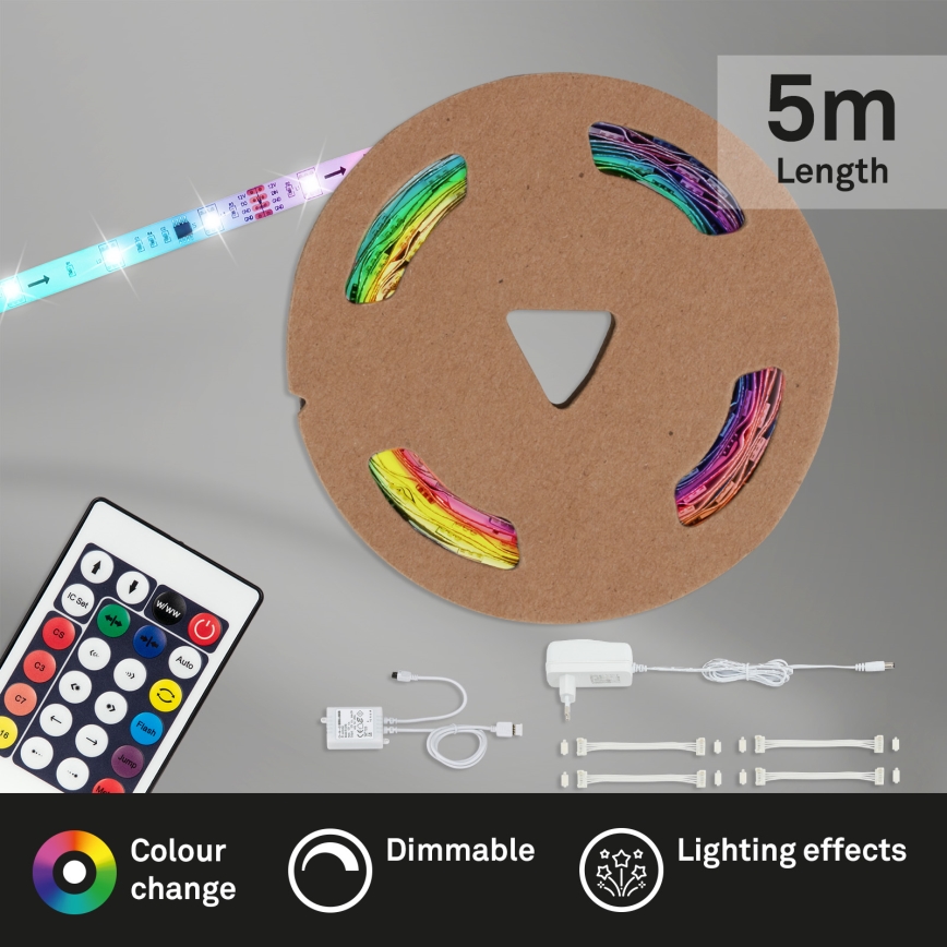 Brilo - LED RGB Ściemnialna taśma 6,5m LED/24W/230V + pilot zdalnego sterowania
