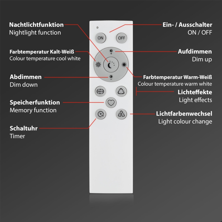 Brilo - LED RGBW Lampa ściemnialna stołowa LED/9W/230V 3000-6500K Wi-Fi Tuya + pilot zdalnego sterowania
