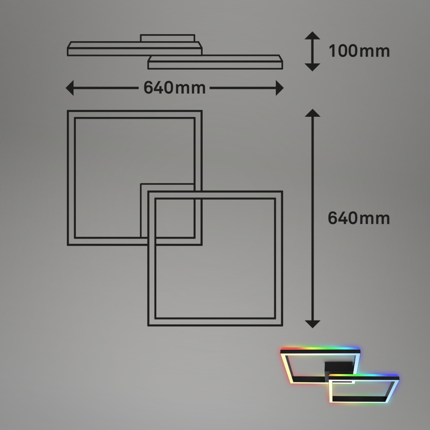 Brilo - LED RGBW Żyrandol natynkowy ściemnialny FRAME 2xLED/17W/230V 2700-6500K + pilot zdalnego sterowania