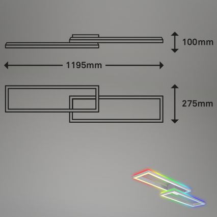 Brilo - LED RGBW Żyrandol natynkowy ściemnialny FRAME 2xLED/21W/230V 2700-6500K + pilot zdalnego sterowania