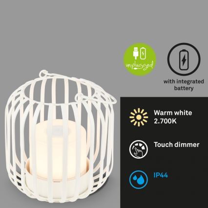 Brilo - LED Ściemnialna nabíjecí zewnętrzny Lampa stołowa LED/2W/5V IP44 biały