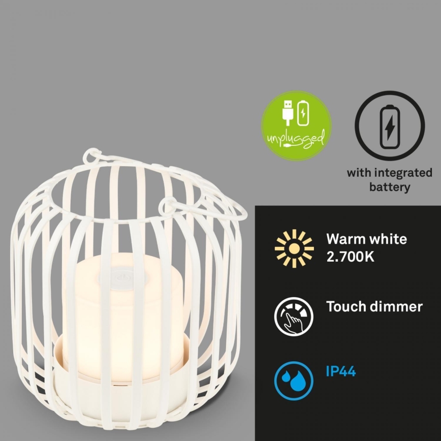 Brilo - LED Ściemnialna nabíjecí zewnętrzny Lampa stołowa LED/2W/5V IP44 biały