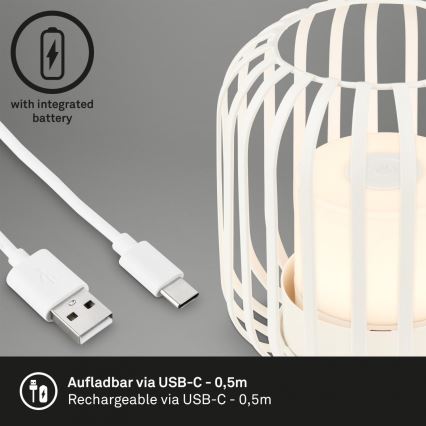 Brilo - LED Ściemnialna nabíjecí zewnętrzny Lampa stołowa LED/2W/5V IP44 biały