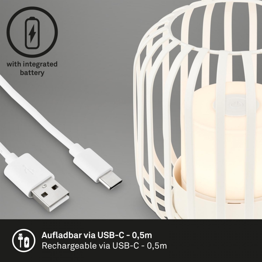 Brilo - LED Ściemnialna nabíjecí zewnętrzny Lampa stołowa LED/2W/5V IP44 biały