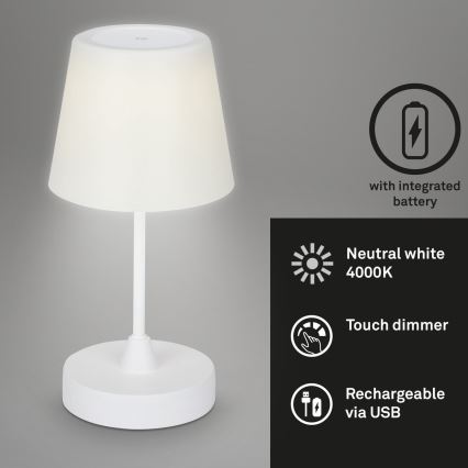 Brilo - LED Ściemnialna nabíjecí zewnętrzny Lampa stołowa LED/3W/5V IP44 biały