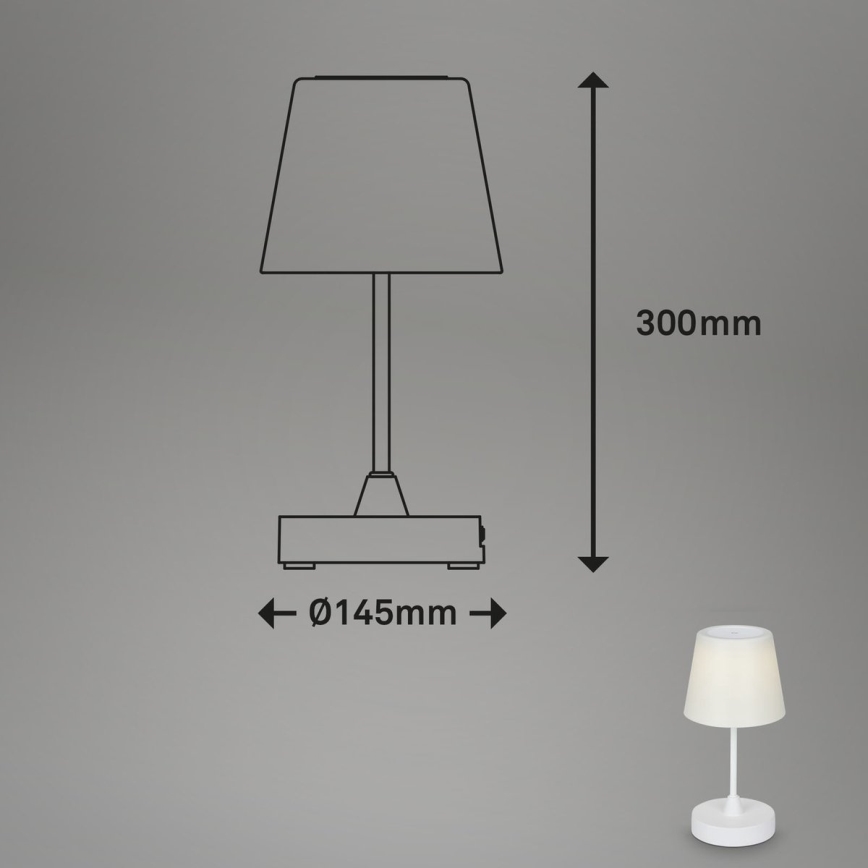 Brilo - LED Ściemnialna nabíjecí zewnętrzny Lampa stołowa LED/3W/5V IP44 biały