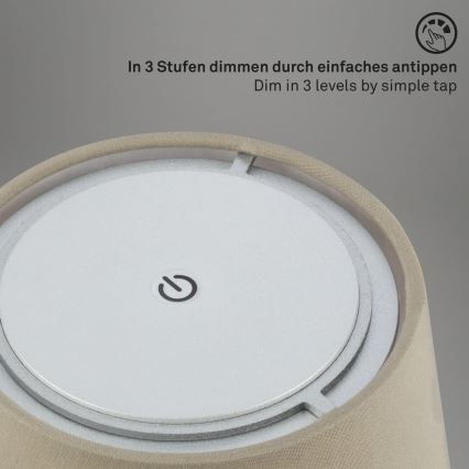 Brilo - LED Ściemnialna akumulatorowa zewnętrzna lampa stołowa LED/3W/5V IP44 srebrna/beżowa