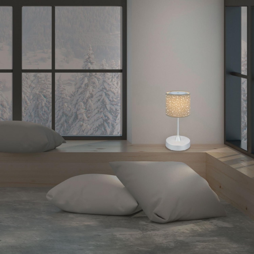 Brilo - LED Ściemnialna akumulatorowa zewnętrzna lampa stołowa LOLE LED/3W/5V 2000mAh IP44 srebrny/beżowy