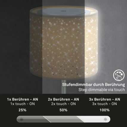Brilo - LED Ściemnialna akumulatorowa zewnętrzna lampa stołowa LOLE LED/3W/5V 2000mAh IP44 srebrny/beżowy