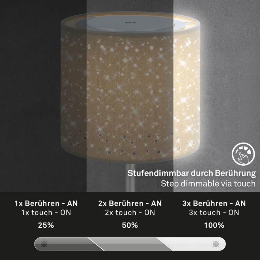 Brilo - LED Ściemnialna akumulatorowa zewnętrzna lampa stołowa LOLE LED/3W/5V 2000mAh IP44 srebrny/beżowy