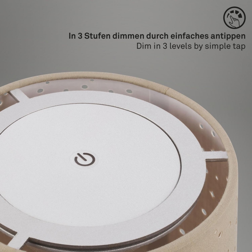 Brilo - LED Ściemnialna akumulatorowa zewnętrzna lampa stołowa LOLE LED/3W/5V 2000mAh IP44 srebrny/beżowy