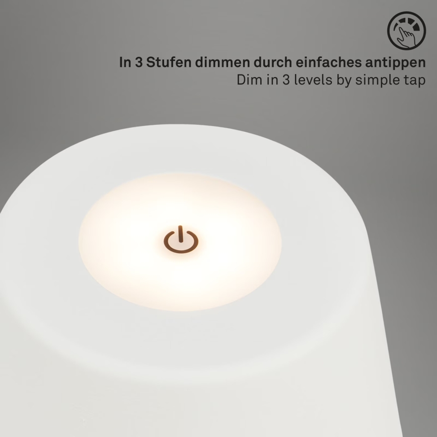Brilo - LED Ściemnialna akumulatorowa zewnętrzna lampa stołowa LED/3,5W/5V IP44 biała