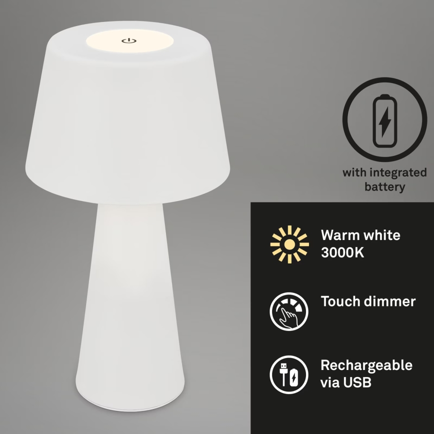 Brilo - LED Ściemnialna akumulatorowa zewnętrzna lampa stołowa LED/3,5W/5V IP44 biała