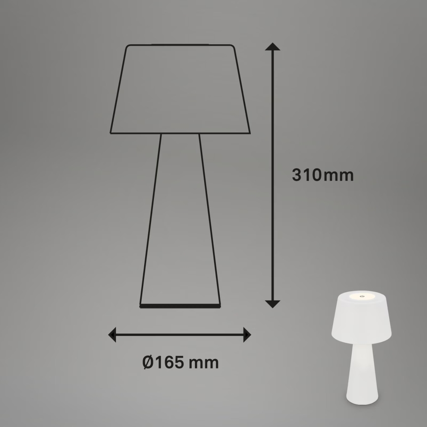 Brilo - LED Ściemnialna akumulatorowa zewnętrzna lampa stołowa LED/3,5W/5V IP44 biała
