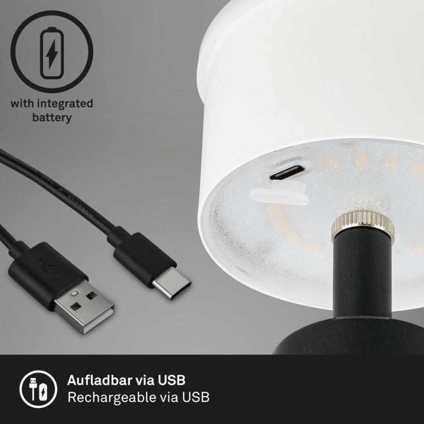 Brilo - LED Ściemnialna akumulatorowa zewnętrzna lampa stołowa LED/3,5W/5V IP44 czarna