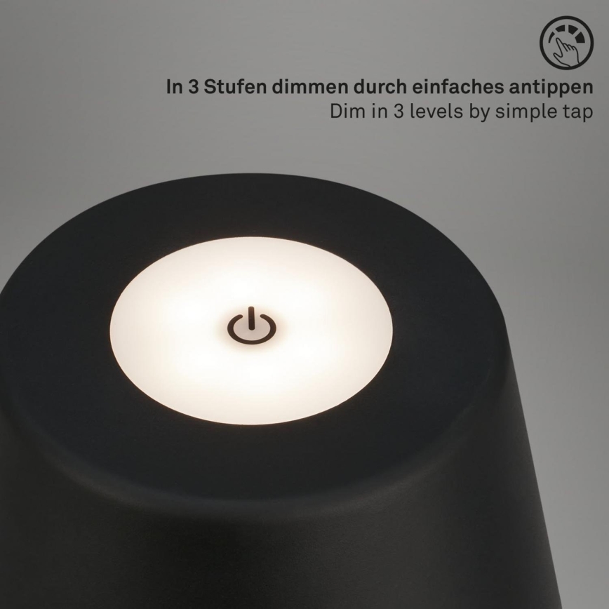 Brilo - LED Ściemnialna akumulatorowa zewnętrzna lampa stołowa LED/3,5W/5V IP44 czarna