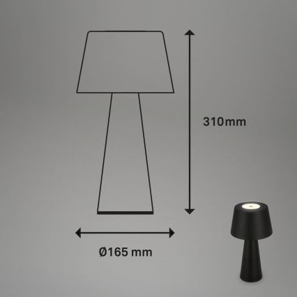 Brilo - LED Ściemnialna akumulatorowa zewnętrzna lampa stołowa LED/3,5W/5V IP44 czarna