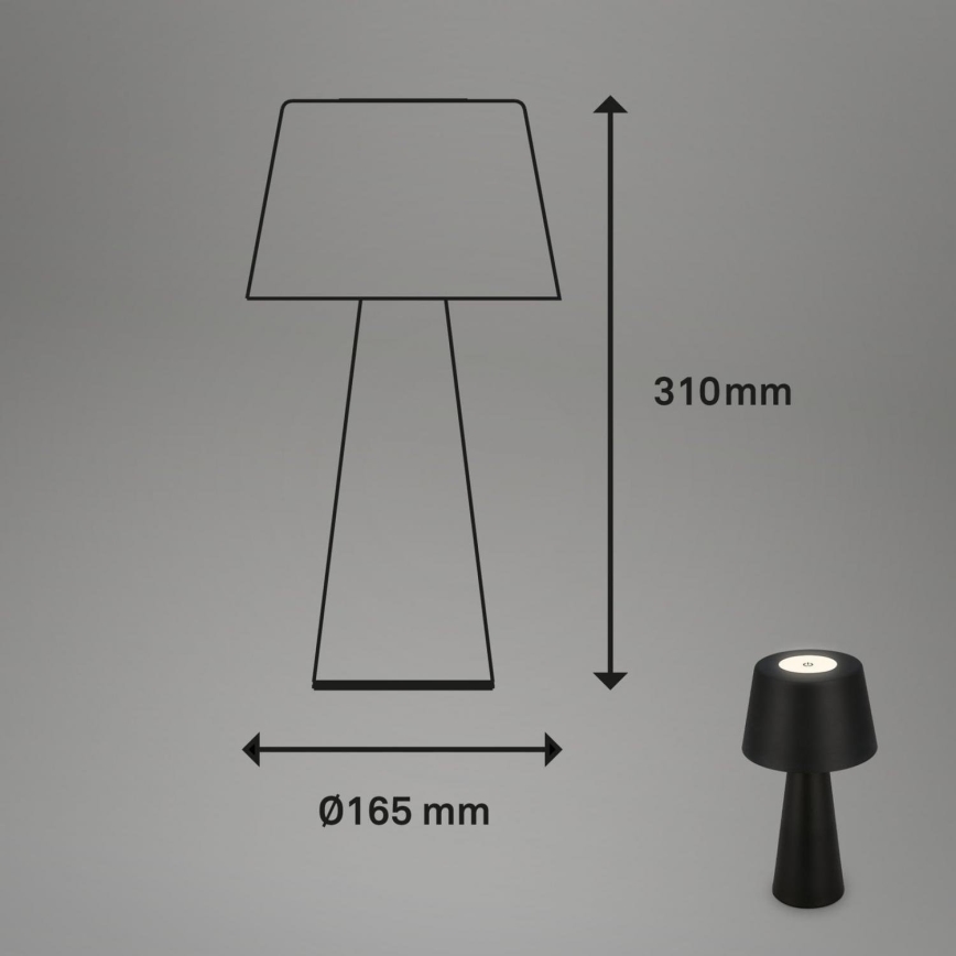 Brilo - LED Ściemnialna akumulatorowa zewnętrzna lampa stołowa LED/3,5W/5V IP44 czarna