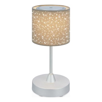 Brilo - LED Ściemnialna akumulatorowa zewnętrzna lampa stołowa LOLE LED/3W/5V 2000mAh IP44 srebrny/beżowy