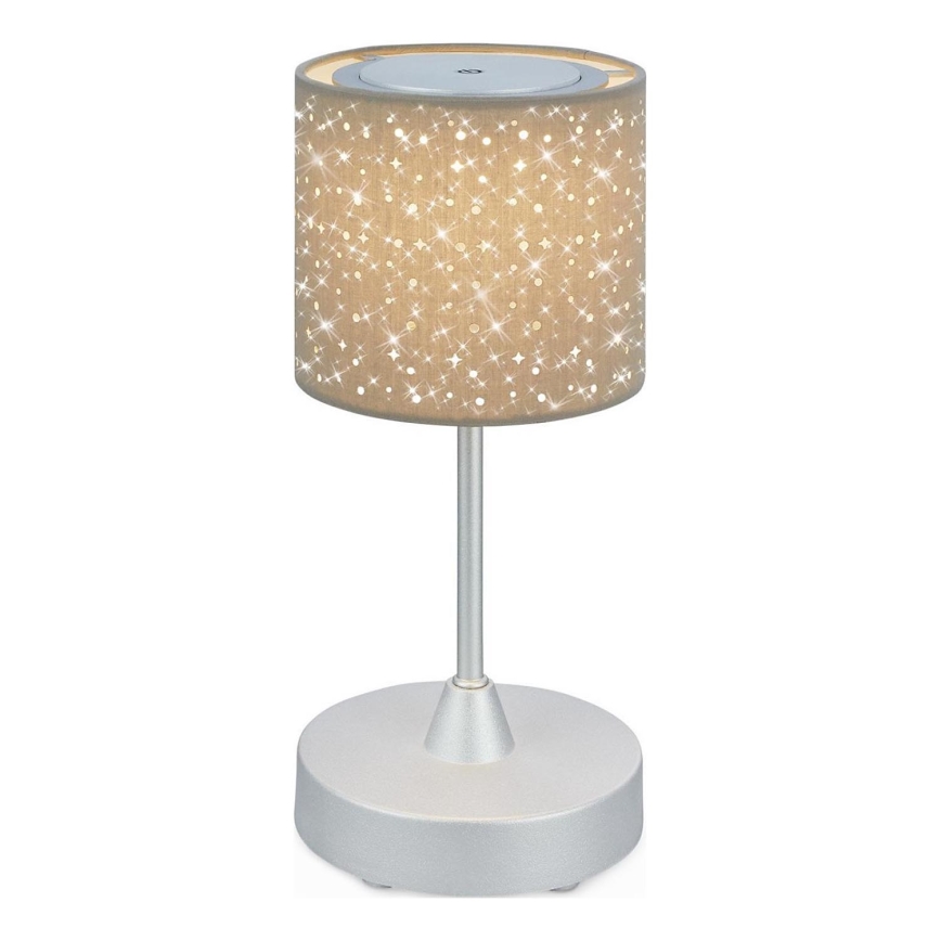Brilo - LED Ściemnialna akumulatorowa zewnętrzna lampa stołowa LOLE LED/3W/5V 2000mAh IP44 srebrny/beżowy