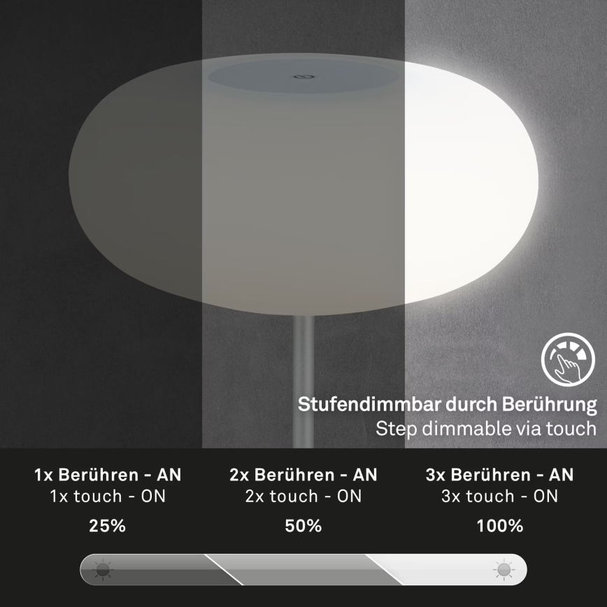 Brilo - LED ściemnialna, ładowalna zewnętrzna lampa stołowa OLANA LED/3W/5V IP44