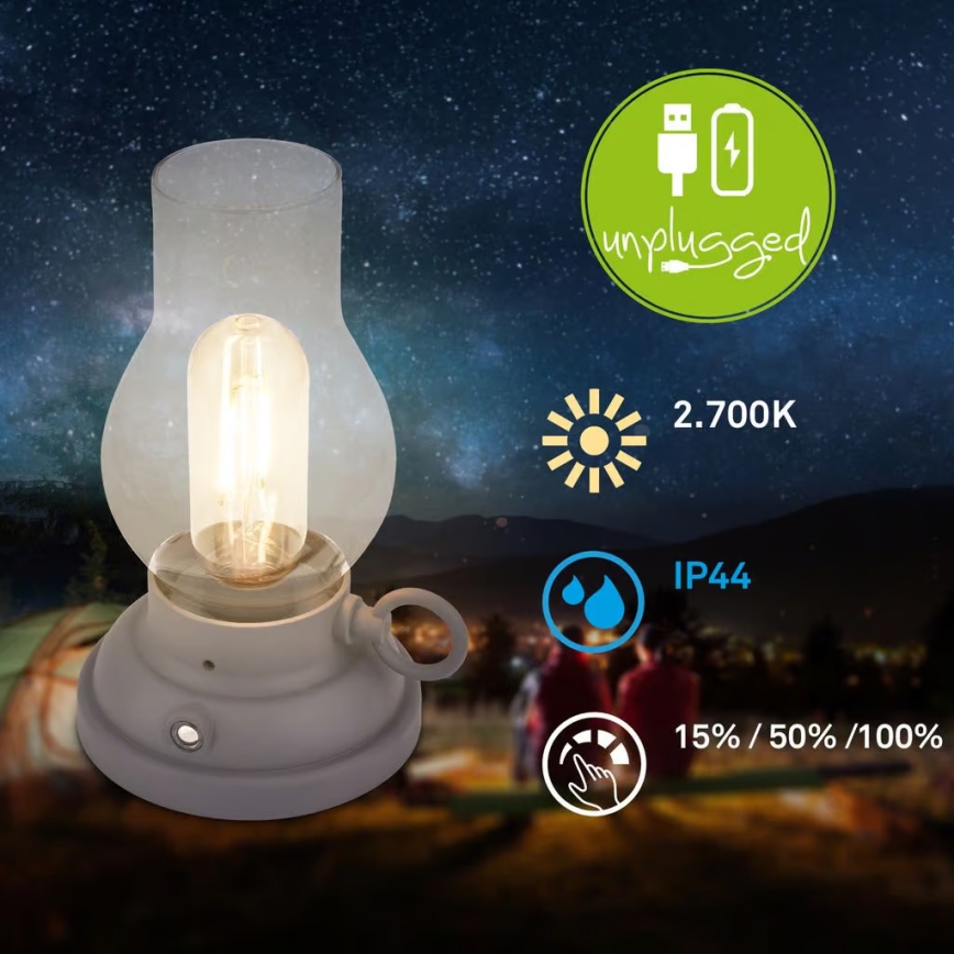 Brilo - ściemnialna zewnętrzna ładowalna lampa stołowa KANEA LED/1,5W/5V IP44 1200 mAh antracyt