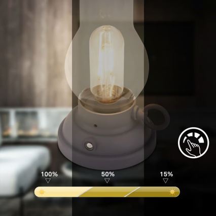 Brilo - ściemnialna zewnętrzna ładowalna lampa stołowa KANEA LED/1,5W/5V IP44 1200 mAh antracyt