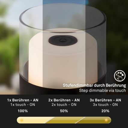 Brilo - LED ściemnialna zewnętrzna ładowalna lampa stołowa LILET LED/2W/5V IP44