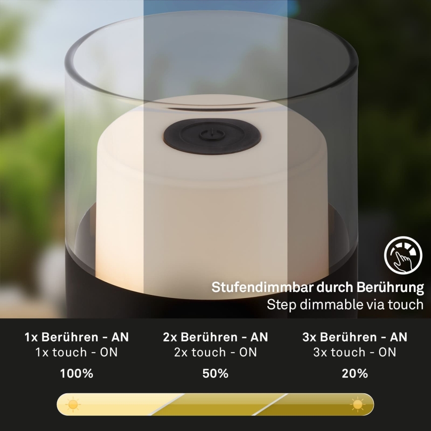 Brilo - LED ściemnialna zewnętrzna ładowalna lampa stołowa LILET LED/2W/5V IP44