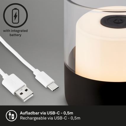 Brilo - LED ściemnialna zewnętrzna ładowalna lampa stołowa LILET LED/2W/5V IP44