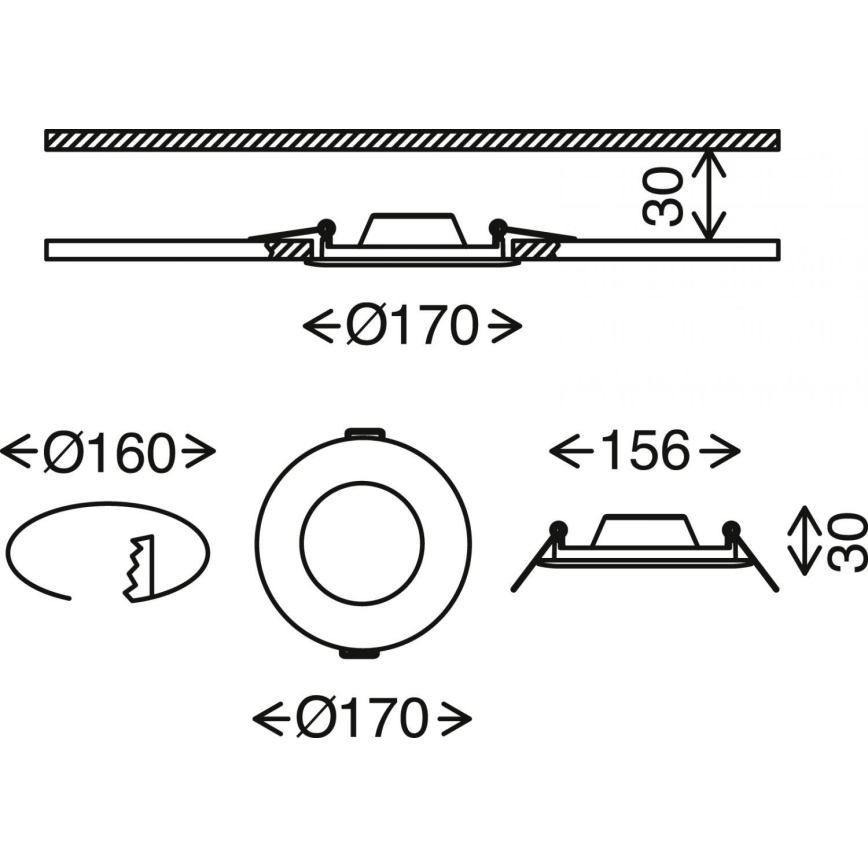 Brilo - LED Ściemnialne wpuszczane oświetlenie łazienkowe FLAT LED/12W/230V IP44