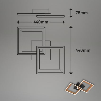 Brilo - LED Ściemnialny żyrandol natynkowy FRAME 2xLED/11W/230V