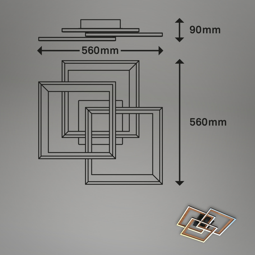 Brilo - LED Ściemnialny żyrandol natynkowy FRAME LED/45W/230V 2700-6500K + pilot zdalnego sterowania