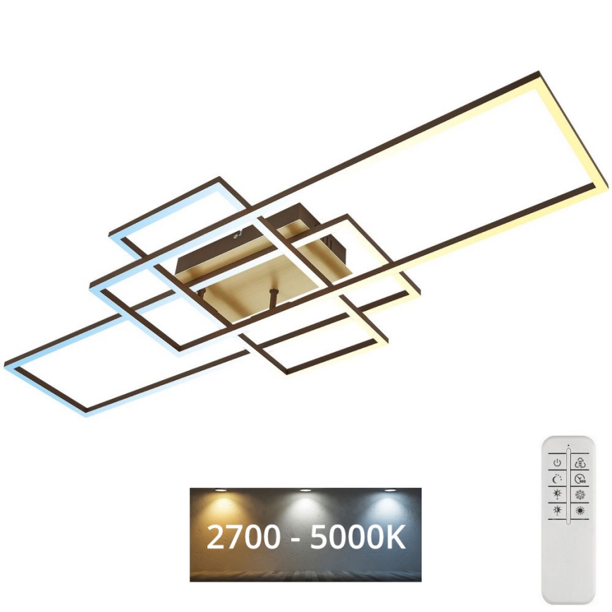 Brilo - LED Ściemnialny żyrandol natynkowy FRAME LED/51W/230V 2700-5000K brązowy/złoty + pilot zdalnego sterowania