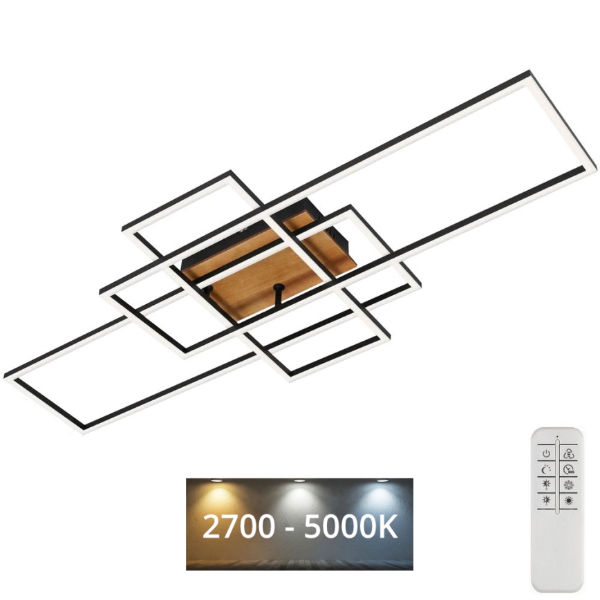 Brilo - LED Ściemnialny żyrandol natynkowy FRAME LED/51W/230V 2700-5000K czarny/brązowy + pilot zdalnego sterowania