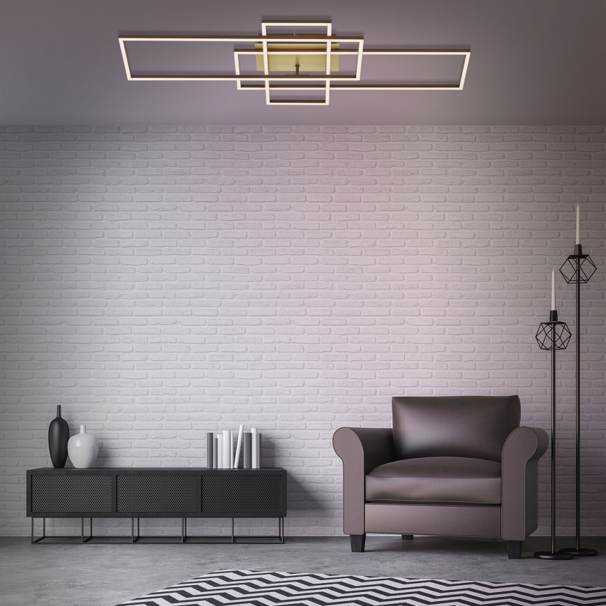 Brilo - LED Ściemnialny żyrandol natynkowy FRAME LED/51W/230V 2700-5000K brązowy/złoty + pilot zdalnego sterowania