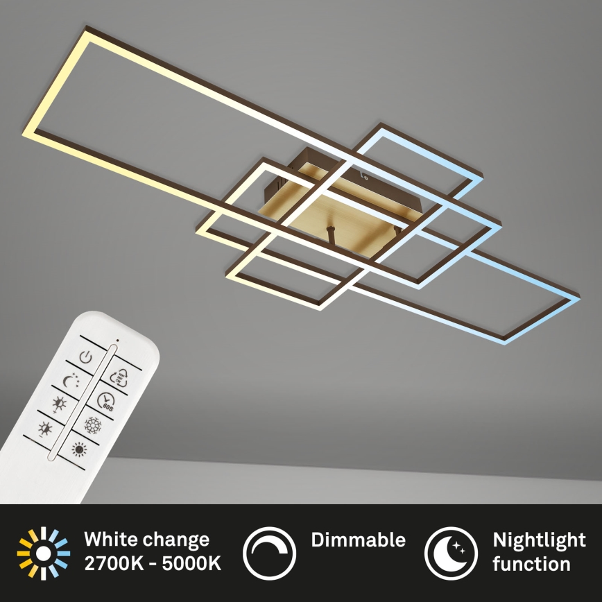 Brilo - LED Ściemnialny żyrandol natynkowy FRAME LED/51W/230V 2700-5000K brązowy/złoty + pilot zdalnego sterowania
