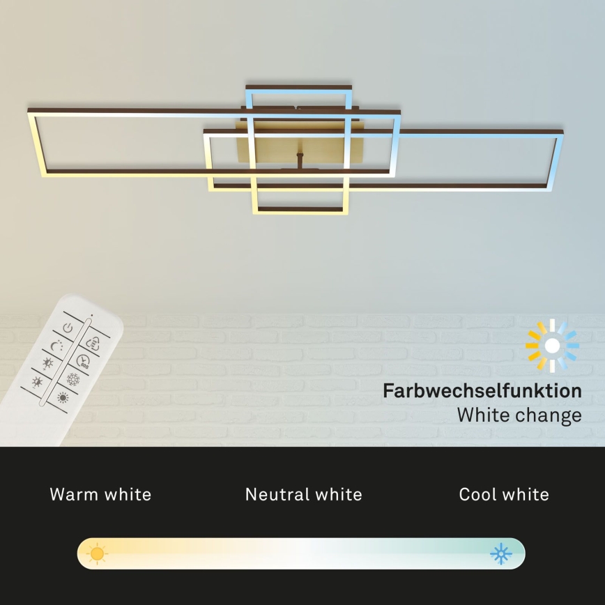 Brilo - LED Ściemnialny żyrandol natynkowy FRAME LED/51W/230V 2700-5000K brązowy/złoty + pilot zdalnego sterowania