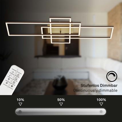 Brilo - LED Ściemnialny żyrandol natynkowy FRAME LED/51W/230V 2700-5000K brązowy/złoty + pilot zdalnego sterowania