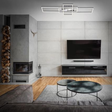 Brilo - LED Ściemnialny żyrandol natynkowy FRAME LED/51W/230V 2700-5000K matowy chrom + zdalne sterowanie
