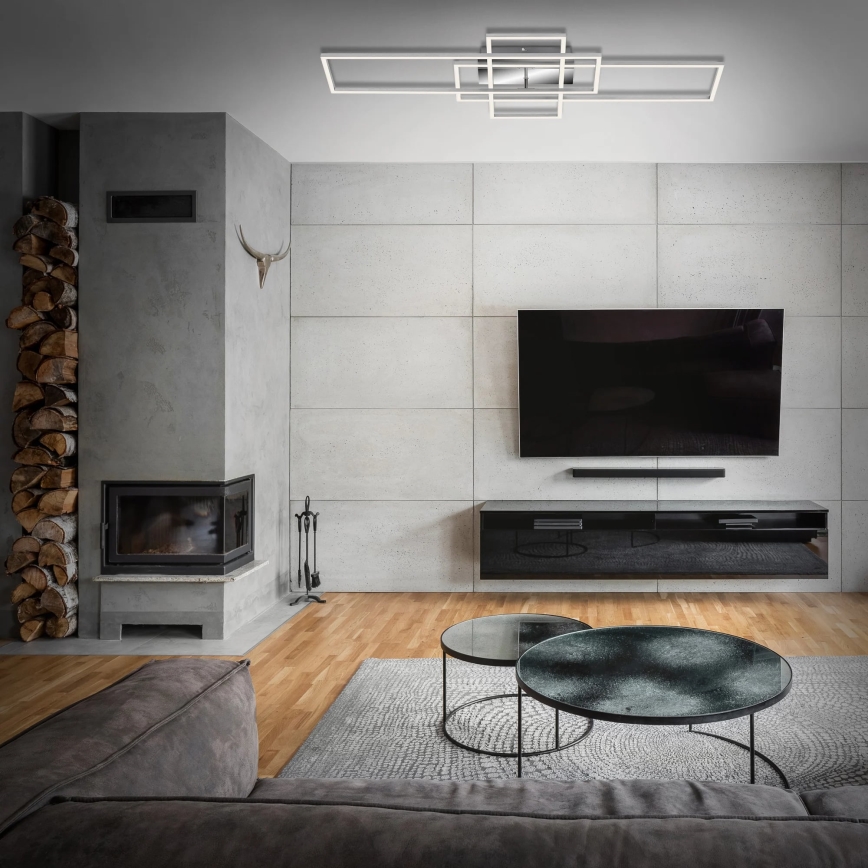 Brilo - LED Ściemnialny żyrandol natynkowy FRAME LED/51W/230V 2700-5000K matowy chrom + zdalne sterowanie