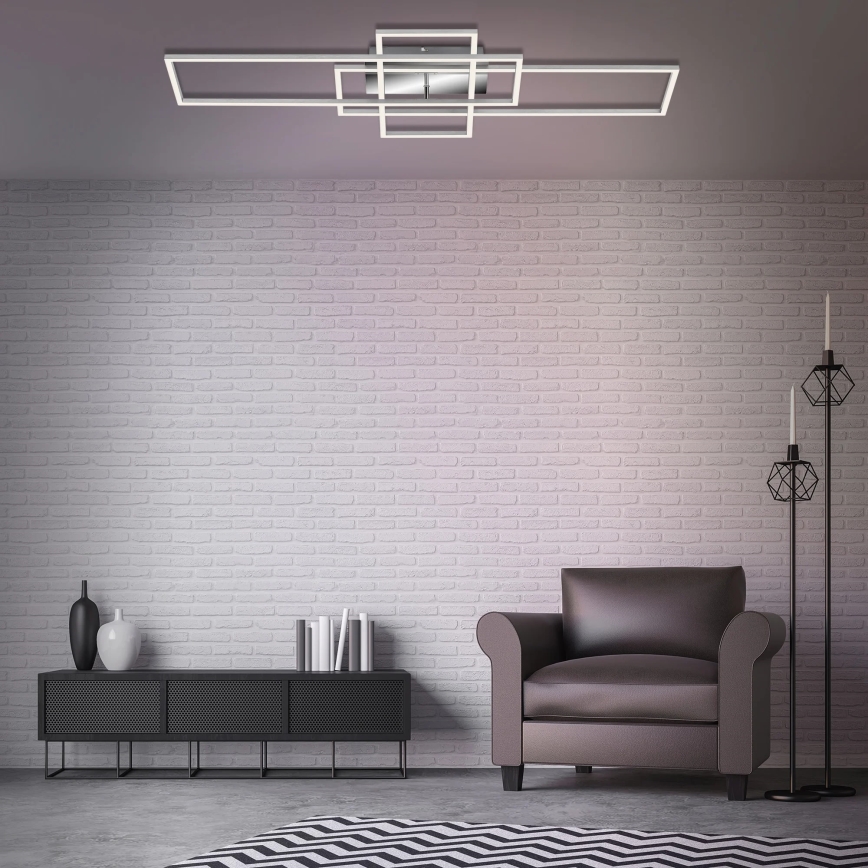 Brilo - LED Ściemnialny żyrandol natynkowy FRAME LED/51W/230V 2700-5000K matowy chrom + zdalne sterowanie