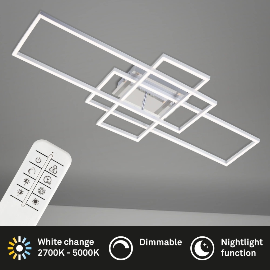 Brilo - LED Ściemnialny żyrandol natynkowy FRAME LED/51W/230V 2700-5000K matowy chrom + zdalne sterowanie