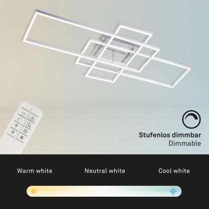 Brilo - LED Ściemnialny żyrandol natynkowy FRAME LED/51W/230V 2700-5000K matowy chrom + zdalne sterowanie