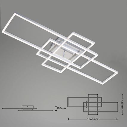 Brilo - LED Ściemnialny żyrandol natynkowy FRAME LED/51W/230V 2700-5000K matowy chrom + zdalne sterowanie