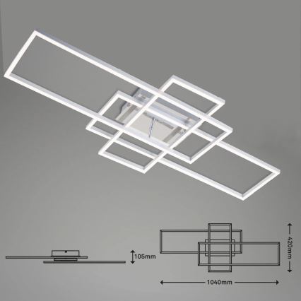 Brilo - LED Ściemnialny żyrandol natynkowy FRAME LED/51W/230V 2700-5000K chrom + pilot zdalnego sterowania