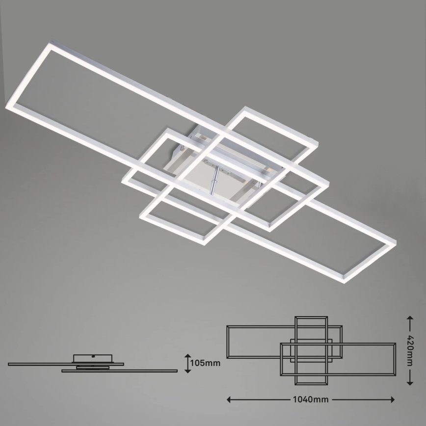 Brilo - LED Ściemnialny żyrandol natynkowy FRAME LED/51W/230V 2700-5000K matowy chrom + zdalne sterowanie