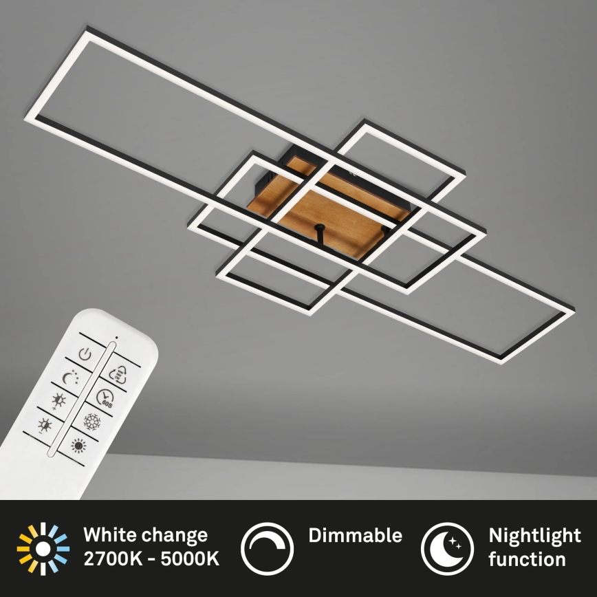 Brilo - LED Ściemnialny żyrandol natynkowy FRAME LED/51W/230V 2700-5000K czarny/brązowy + pilot zdalnego sterowania
