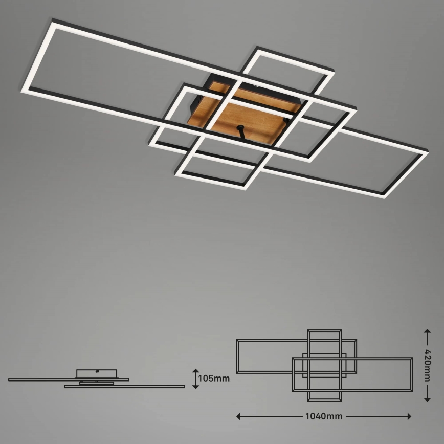 Brilo - LED Ściemnialny żyrandol natynkowy FRAME LED/51W/230V 2700-5000K czarny/brązowy + pilot zdalnego sterowania