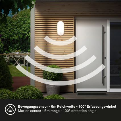 Brilo - zewnętrzny kinkiet LED z czujnikiem ruchu i zmierzchu RUCH LED/12W/230V IP65 biały